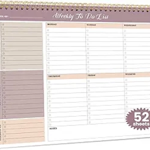 Weekly To Do List Notepad 8.5x11 - 52 Undated Sheets Planner for Office & Home
