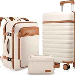 UKEIN 3-Piece Luggage Set with Carry On 20in Suitcase & Backpack - TSA Lock