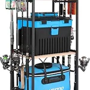 PLUSINNO 3 Tier Fishing Rod Holder - Store 8 Rods & Tackle Gear