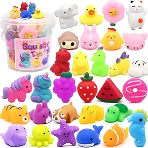 30 Pack Mochi Squishy Toys - Stress Relief Fidget Toys for Kids & Party Favors