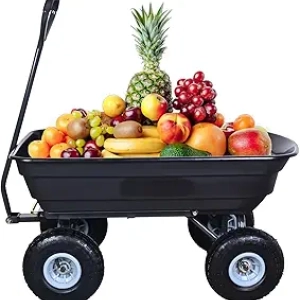 600 lbs Heavy Duty Garden Dump Cart with 180° Rotating Handle & 10" Pneumatic Tires