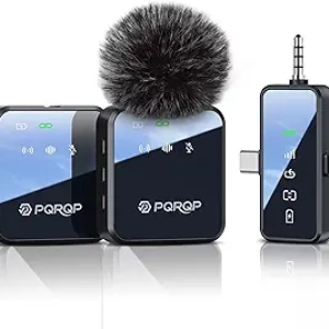 PQRQP 3 in 1 Wireless Microphone for iPhone & Android - 328ft Range, 18H Battery