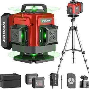 4D Laser Level 360° Self-Leveling with Tripod | WEIDDW 4x360° Cross Line Laser