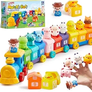 Montessori Counting Train Toy for Toddlers 1-3 Years | Farm Animals Learning Set