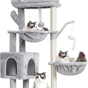 Heybly 39.4" Cat Tree Tower with Sisal Scratching Posts & Hanging Baskets