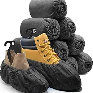 Premium Extra Large Disposable Boot Covers XL - Non-Slip Black Shoe Protectors (110 Pack)