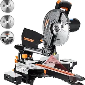 DOVAMAN 10-Inch Sliding Miter Saw with Laser Guide & Dual-Speed TCT Blades
