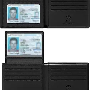 Genuine Leather RFID Blocking Bifold Wallet for Men | Handmade with 2 ID Windows