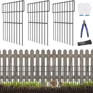 No Dig Animal Barrier Fence - 10 Panels, 10.8ft Garden Fence for Dogs & Rabbits