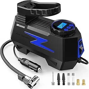 FADAKWALT 12V Portable Tire Inflator - Digital Air Compressor with LED (150PSI)