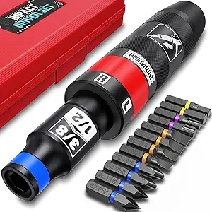 13-Piece 1/2" Manual Impact Screwdriver Set - Remove Rusted Bolts & Frozen Fasteners