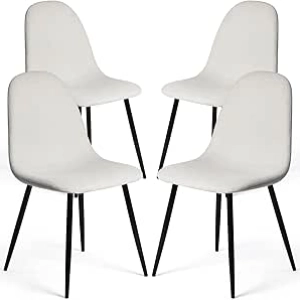 FurnitureR Dining Chairs Set of 4 - Mid Century Armless Side Chairs with Metal Legs