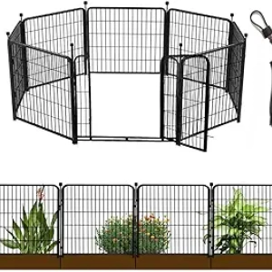 40" Heavy Duty Garden Fence Panels with Gate - Dog & Rabbit Fence for Yards