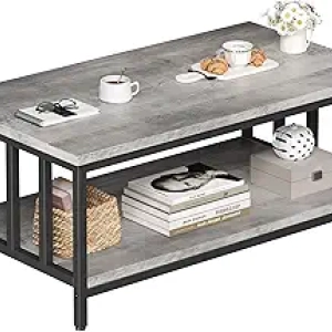 Modern Farmhouse Coffee Table with Storage - 39" Grey Wash Living Room Furniture
