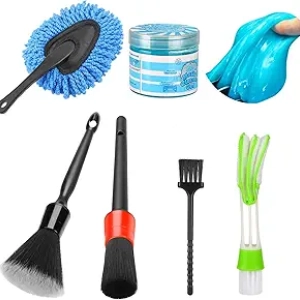 Car Interior Detailing Cleaning Kit - Microfiber Duster Brush, Gel Putty & Crevice Brushes