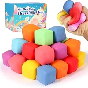 24 Pack Slow Rising Stress Cubes - Squishy Fidget Toys for Anxiety Relief