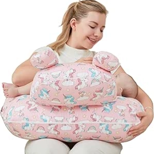 Nursing Pillow for Breastfeeding with Adjustable Waist Strap & Removable Cover