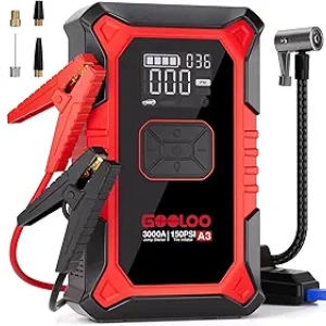 GOOLOO A3 Jump Starter with Air Compressor 3000A - Portable Car Battery Booster & Tire Inflator