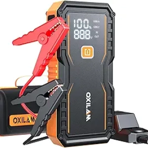 OXILAM 6000A Jump Starter - Portable Car Battery Jumper with Power Bank & LED Light