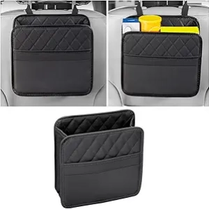 Mandark Car Seat Back Organizer - PU Leather Auto Storage with 3 Pockets