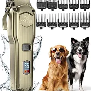 oneisall Dog Clippers for Thick Coats - Cordless Pet Grooming Shaver with Stainless Steel Blade