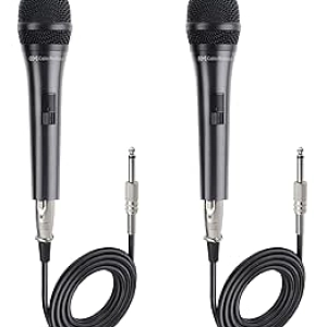 Cable Matters 2-Pack Cardioid Dynamic Vocal Microphones - 15ft Wired Karaoke Mics