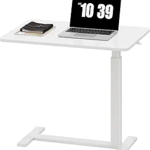 Adjustable Overbed Bedside Table with Wheels - Hospital & Home Rolling Laptop Desk