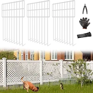 25-Panel Garden Fence 17in Dog Dig Barrier | Rustproof Metal Animal Fence 27ft