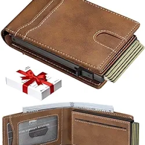 RFID Blocking Slim Pop-Up Wallet for Men | Minimalist Front Pocket Card Holder