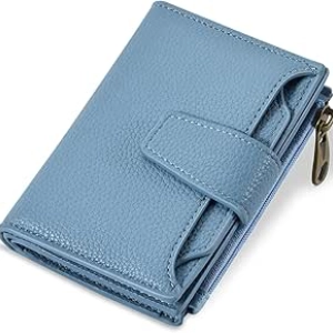 Women's RFID Blocking Compact Wallet - Soft Leather Bifold Card Holder with Coin Pocket