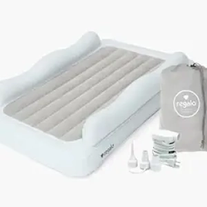 Regalo Inflatable Toddler Travel Bed with Bumpers - Portable Air Mattress for Kids
