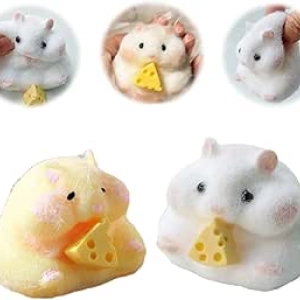 2Pcs 3 Inch Squishy Hamster Toys - Stress Relief Fidget Squeeze Toys for Kids & Adults