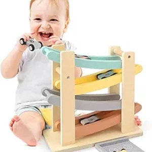 Wooden Car Ramp Race Track Toy for Toddlers 1-3 Years | Montessori Learning Toys