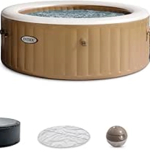 INTEX 28425EH PureSpa 4-Person Inflatable Hot Tub with Bubble Massage & Energy Efficient Cover