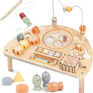 8-in-1 Montessori Activity Table for Toddlers 1-3 Years | Wooden Sensory Toy