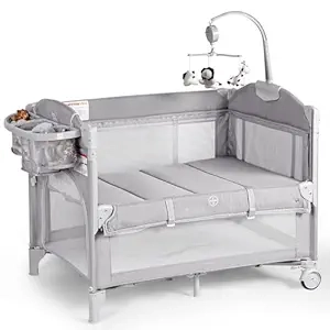 4-in-1 Bedside Baby Bassinet with Changing Table & Portable Crib