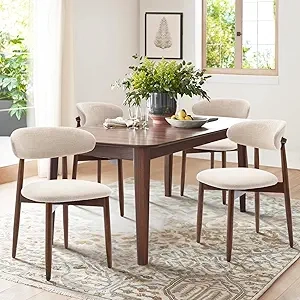 COLAMY Wooden Dining Chairs Set of 4 - Modern Upholstered Kitchen Chairs with Farmhouse Style