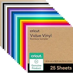 Cricut Value Permanent Vinyl Rainbow Sampler - 25 Sheet Pack 12x12in