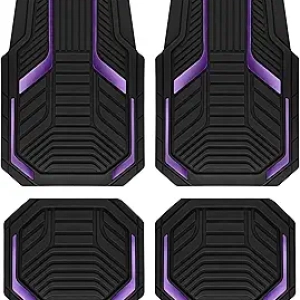 Purple Heavy Duty Rubber Car Floor Mats with Aluminum Film - All Weather Protection