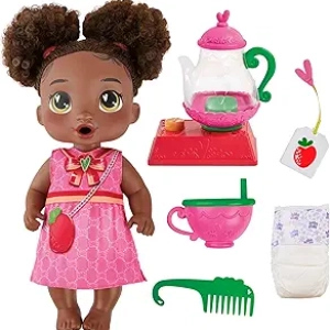 Baby Alive Bubbly Tea Party Berry Boo Doll - 11" Interactive Doll with Teapot & Accessories