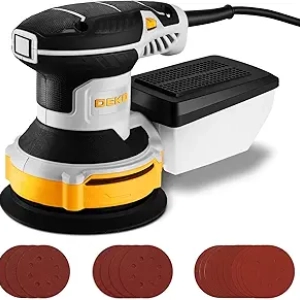 DEKOPRO 5" Random Orbital Sander - 14,000 RPM Electric Palm Sander with 16 Sandpapers