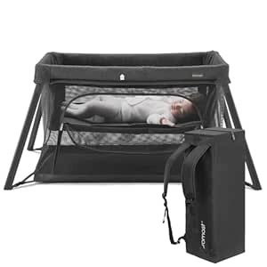 2-in-1 Portable Travel Crib & Playpen for Babies & Toddlers - Lightweight Foldable Playard with Mattress