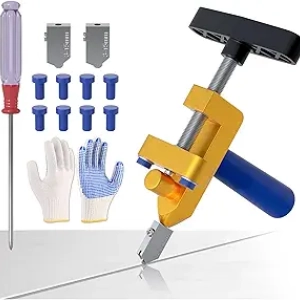 Glass Tile Cutter with 3 Tungsten Steel Blades - 2-in-1 Manual Cutting & Breaking Tool