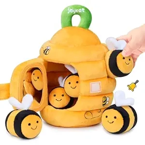 JoyCat Baby Toys 6-12 Months: Soft Beehive with 5 Sensory Bees - Montessori Toy for Toddlers