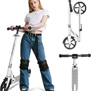 Nattork Adjustable Kick Scooter for Kids & Adults - Foldable with Anti-Shock Suspension