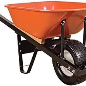 A.M. Leonard 6-Cubic-Foot Steel Tray Wheelbarrow | 500 lbs Capacity | Flat-Free Tire