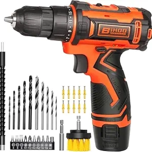 12V Cordless Drill Driver Set with 43pc Bit Kit - Variable Speed Power Drill