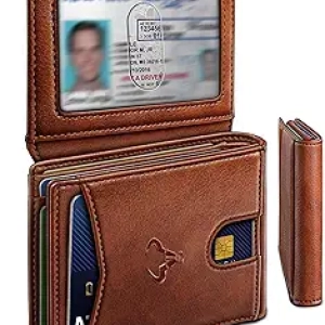 BULLIANT Men's Slim Leather Wallet with RFID Blocking - 11 Card Slots Front Pocket Design