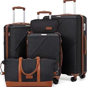 5 Piece Luggage Set with TSA Lock & Spinner Wheels | Lightweight Hardshell Suitcase