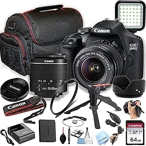 Canon EOS 2000D DSLR Camera 24.1MP with 18-55mm Lens + 64GB Bundle (Renewed)